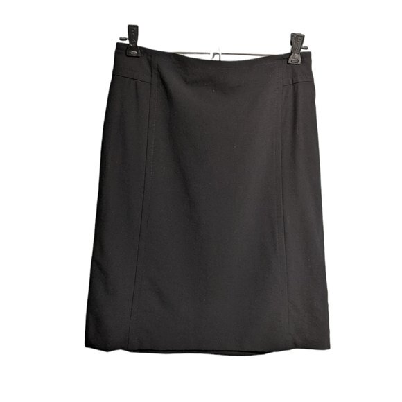 Banana Republic Skirt Women Size 2 Wool Blend Stretch Back Zip Knee Hi Black - Picture 1 of 6